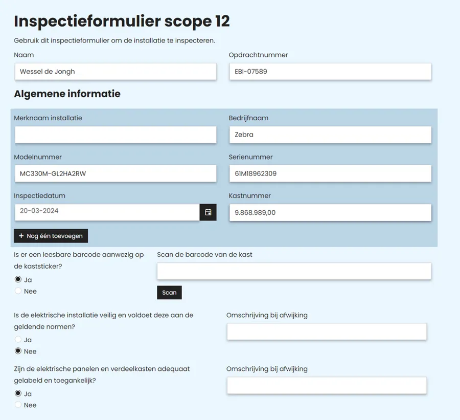 Inspectieformulier Scope 12