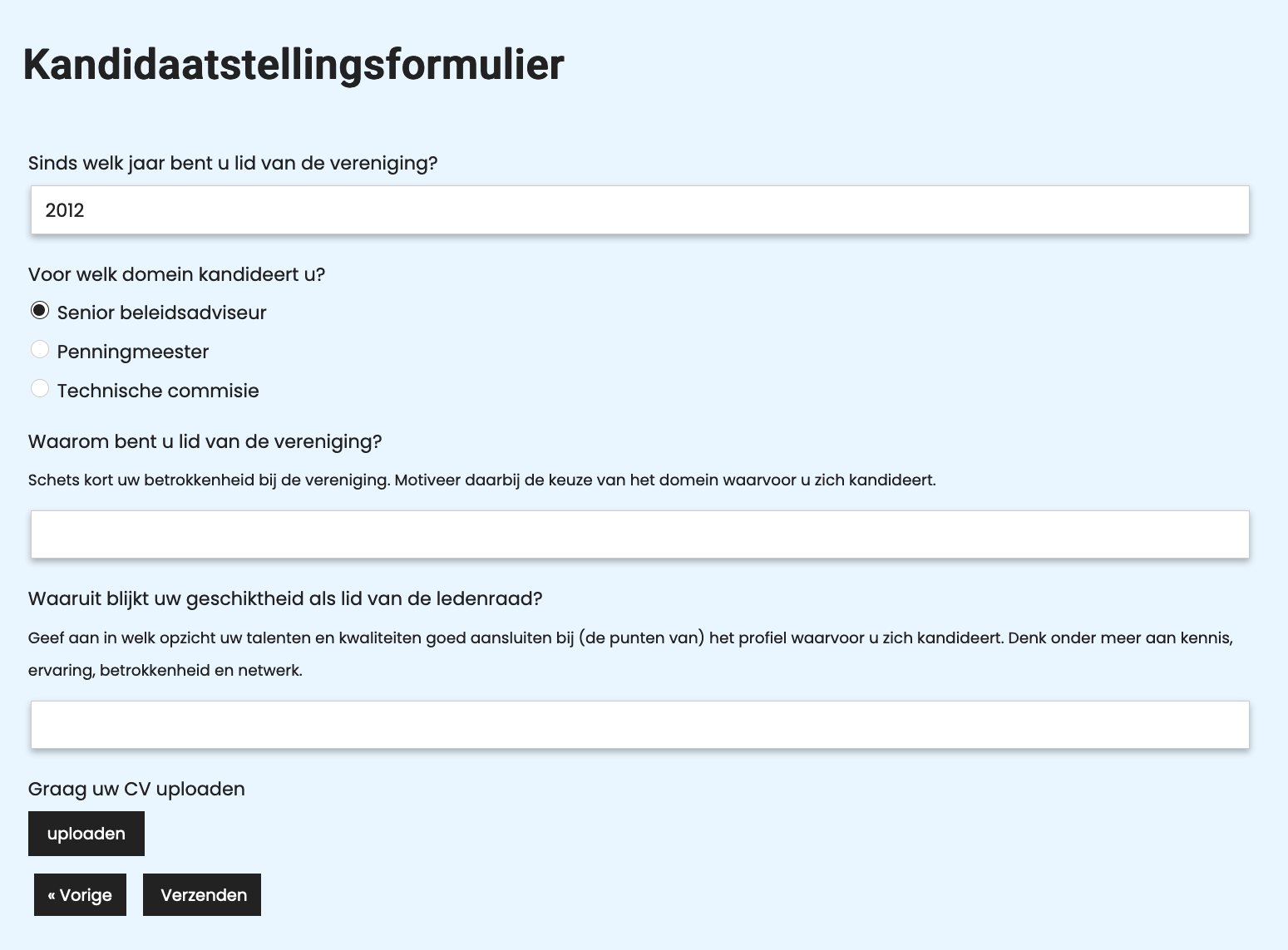 digitaal formulier verenigingen