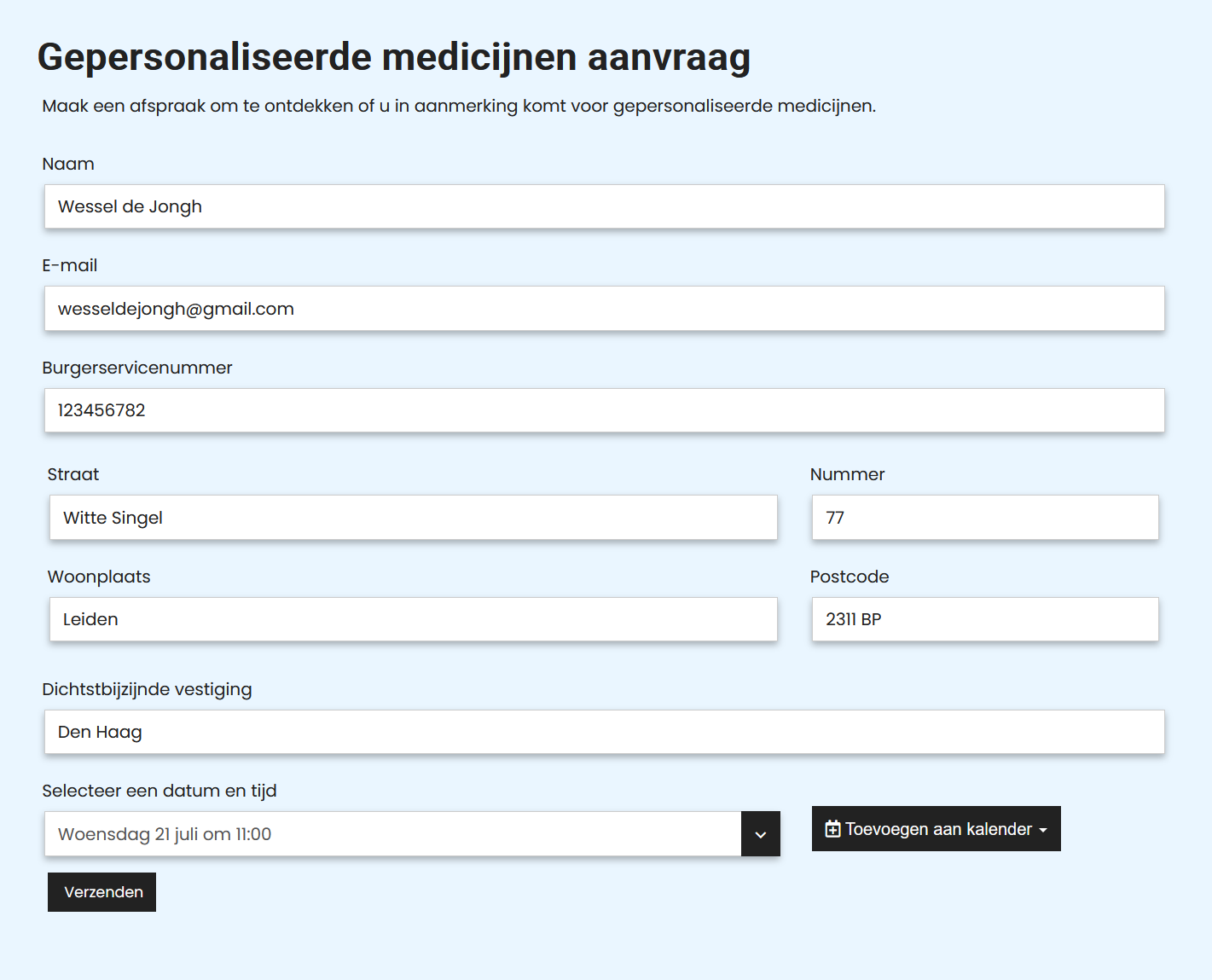 Medicijnen formulier digitaal