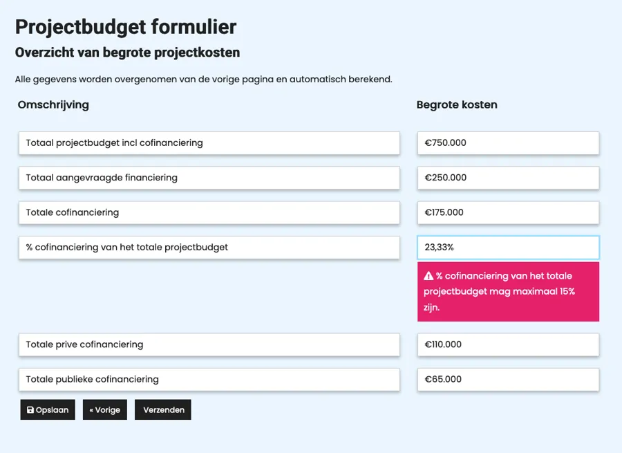 Online forms met berekeningen