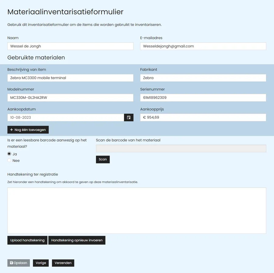 Werkbon Inventarisatie Formulier