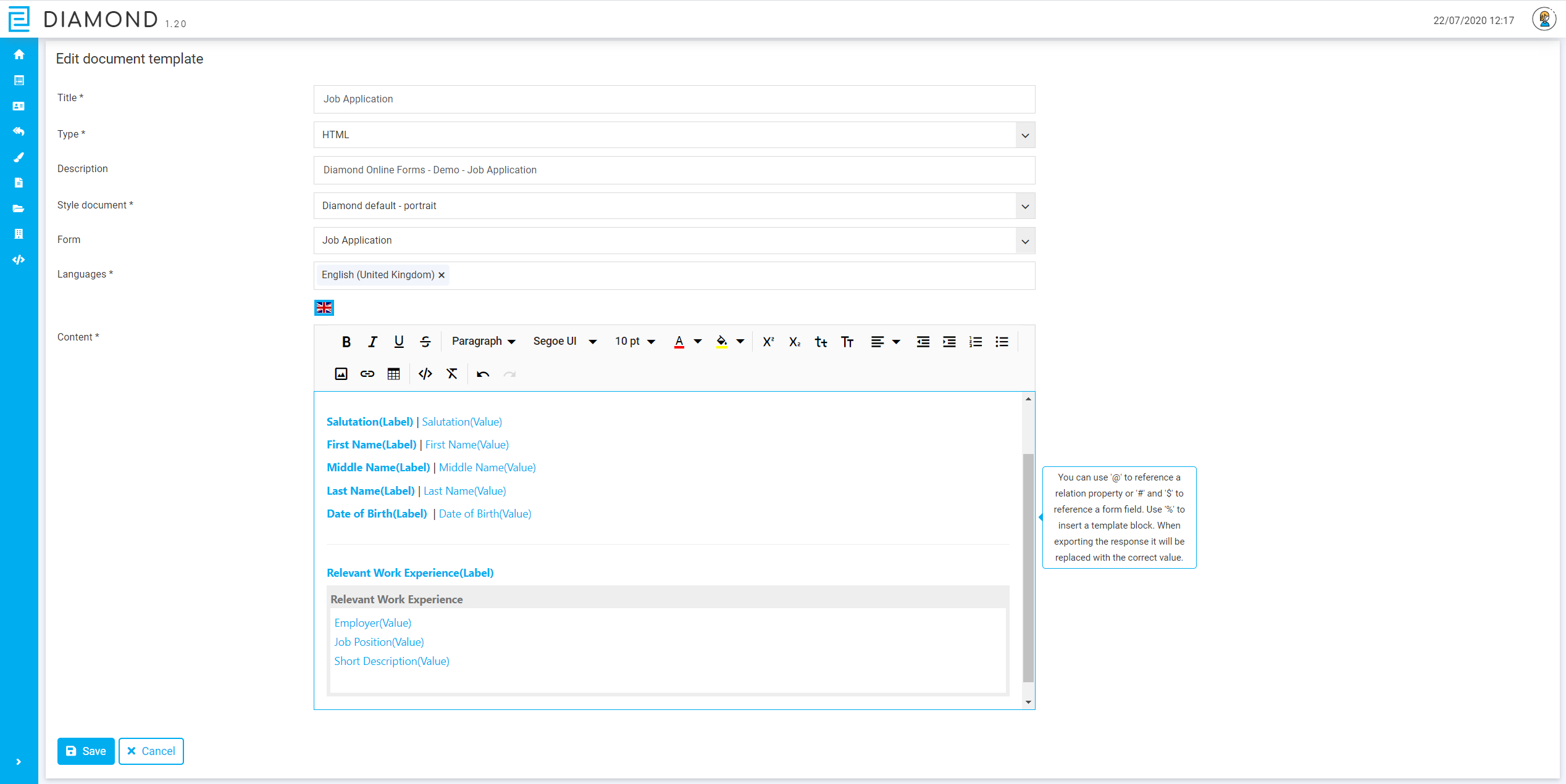 formulieren en documenten templates