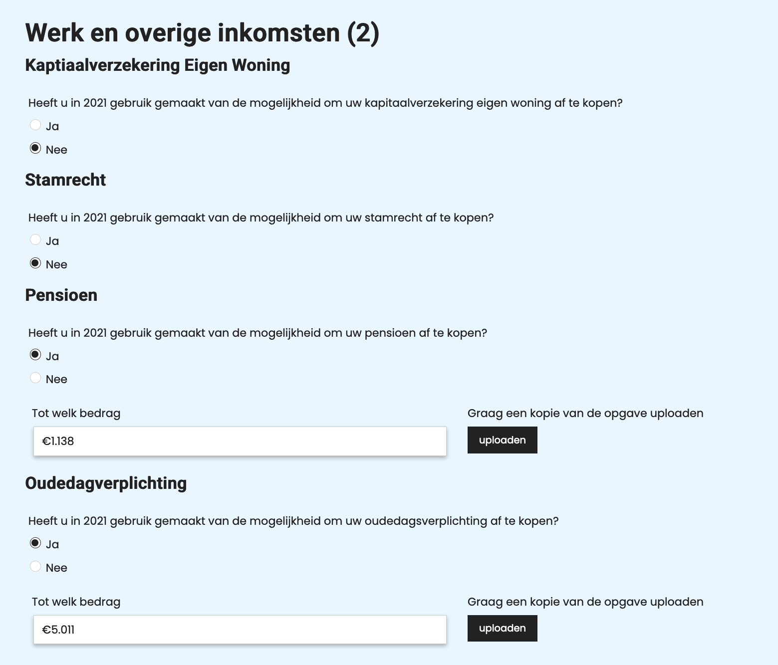 Digitaal formulier met calculaties