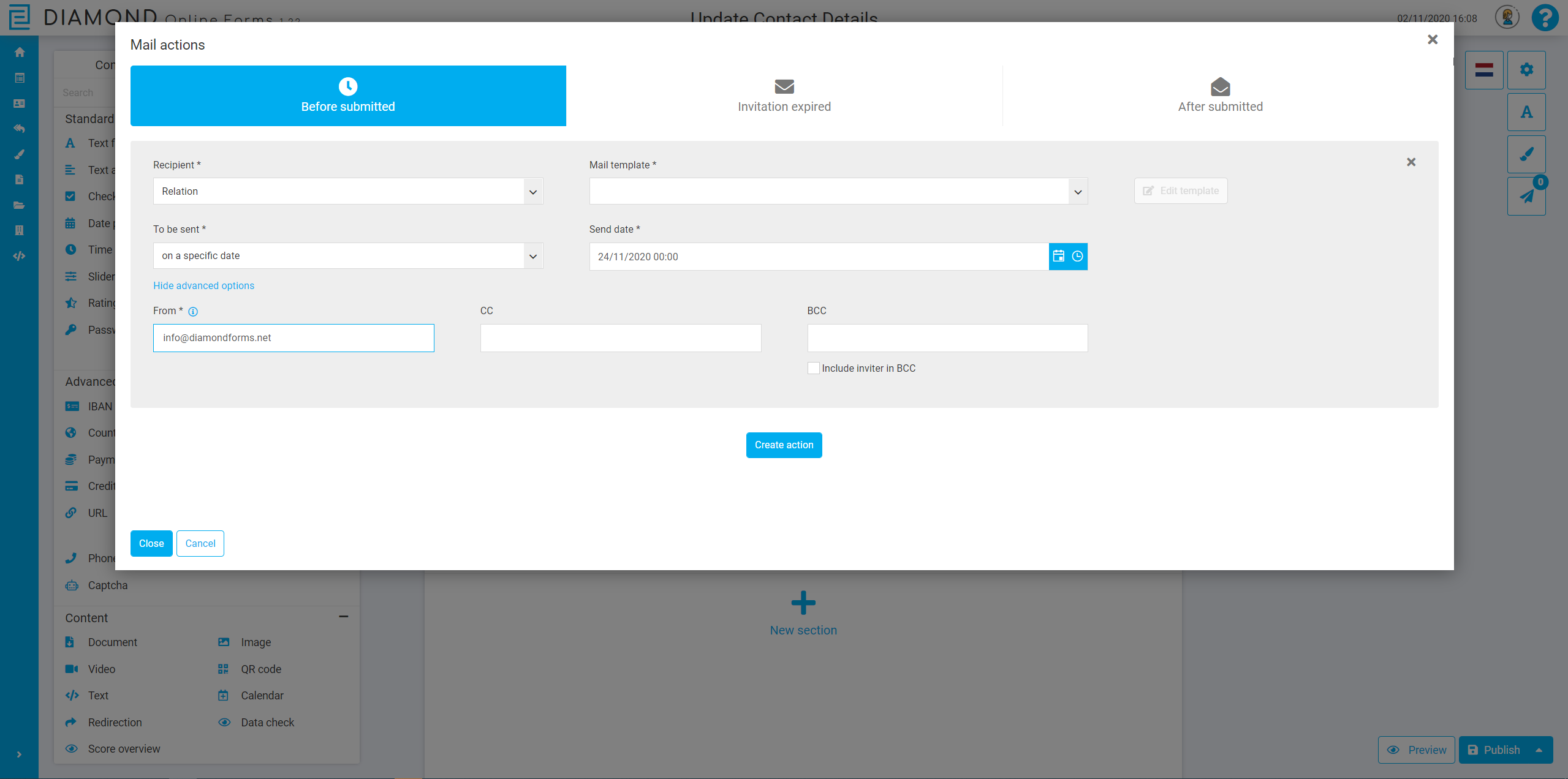Automatische mail acties