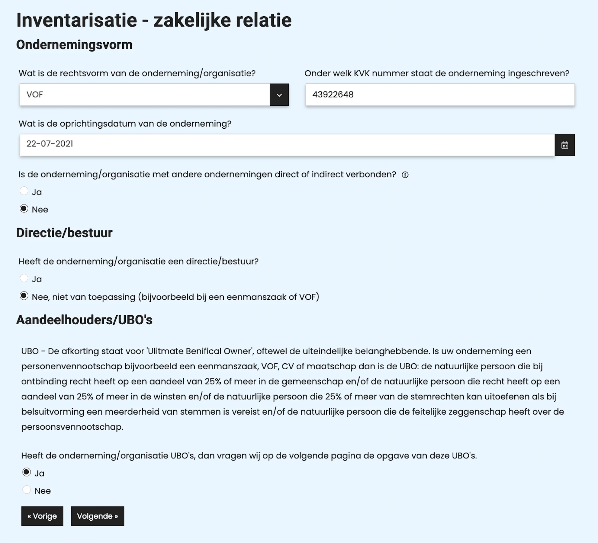Online form administratie