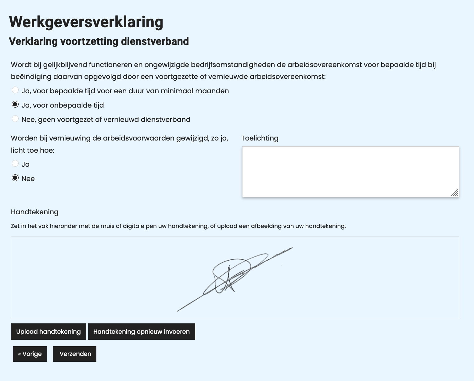 Digitaal formulier werkgeversverklaring
