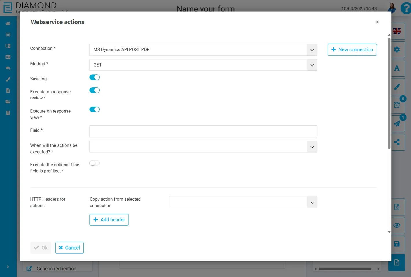 Form with webservice connection