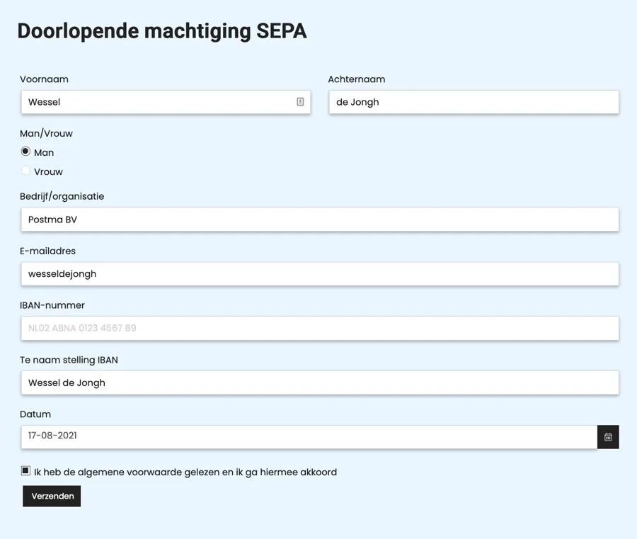 Machtigingen forms