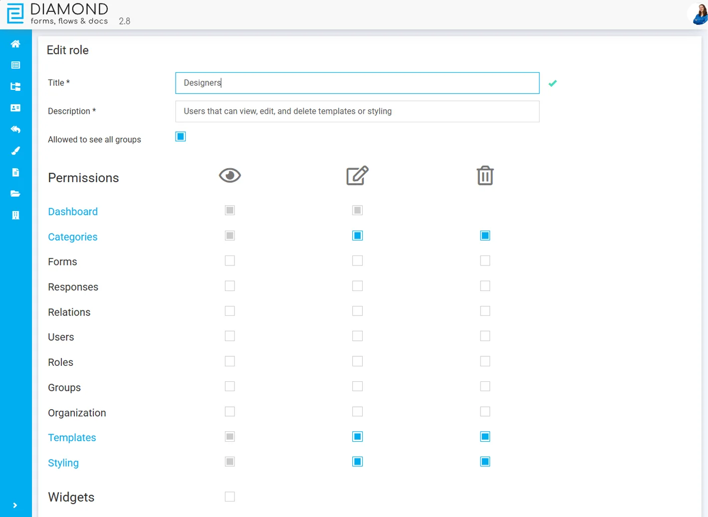 Permissions and security in forms